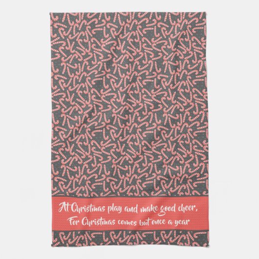 Quote Merry Kerstmis Peppermint Candy Canes Snow Theedoek (Verticaal)