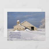 Quote met oude schuur in de winter feestdagenkaart (Voorkant / Achterkant)