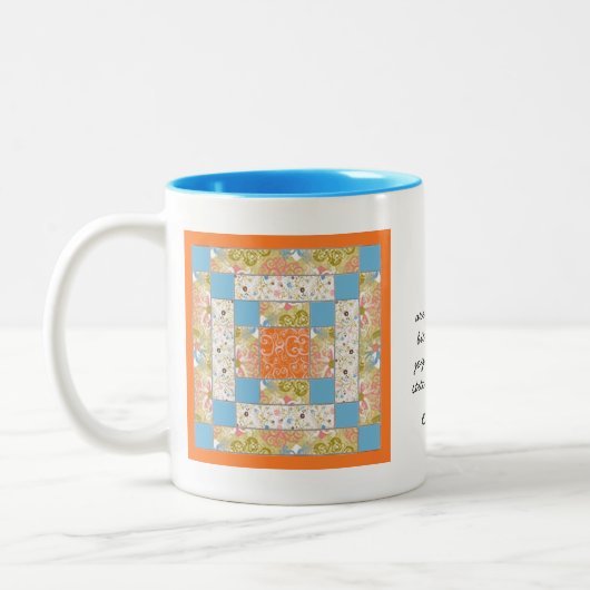 Quote-Mok patchwork Quetter Tweekleurige Koffiemok (Links)