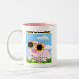 Quote Pig - Piggy Out op Koelheid Tweekleurige Koffiemok