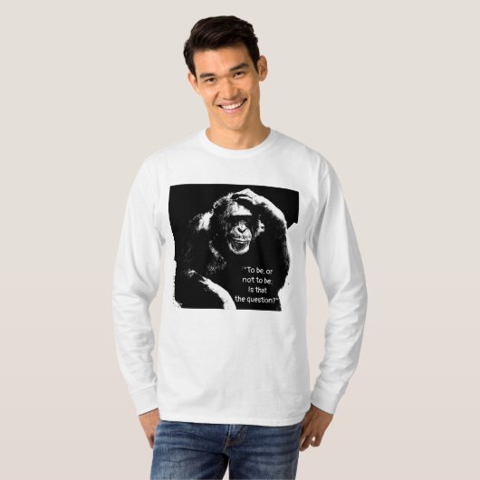 Quote Pop Art Thinking Monkey Mannen Lange hoes T-shirt (Voorkant volledig)