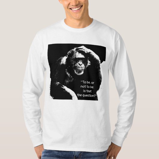 Quote Pop Art Thinking Monkey Mannen Lange hoes T-shirt (Voorkant)
