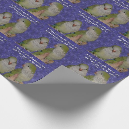Quote Quaker Parrot Pair Friendship Cadeaupapier (Hoek)