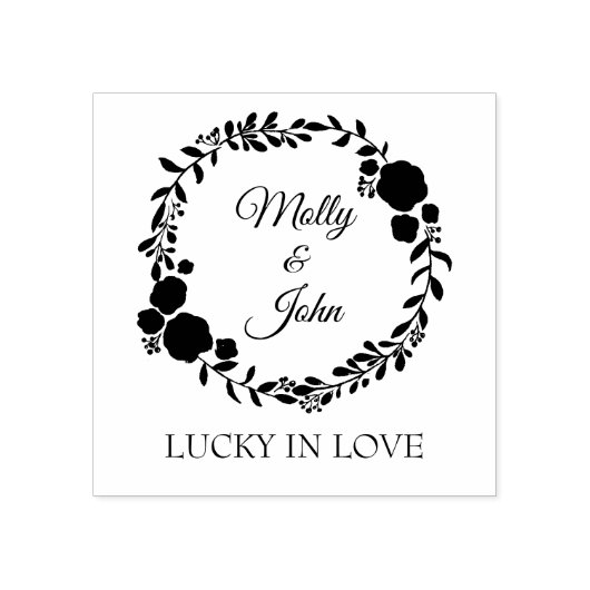 Quote Rustic Monogram Wreath Custom Wedding Rubberstempel (Afrduk)