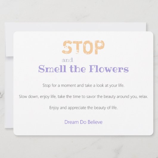 Quote Stop Smell Flowers (Achterkant)