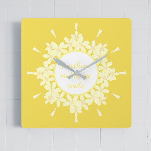 Quote Sunshine Yellow Daisy Flower Wall klok