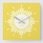 Quote Sunshine Yellow Daisy Flower Wall klok (Voorkant)