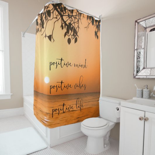 Quote tropical Sunset Zee Ocean Uitzicht Douchegordijn (In situ)