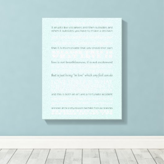 Quote van "Captain Corelli's Mandolin" Canvas Afdruk (Insitu (Houten vloer))