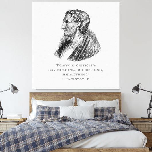 Quote vermijd kritiek filosoof Aristoteles Canvas Afdruk (Insitu (Slaapkamer))