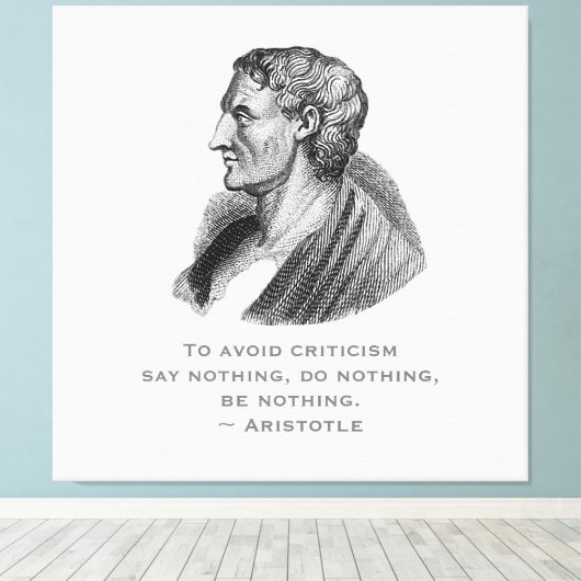 Quote vermijd kritiek filosoof Aristoteles Canvas Afdruk (Insitu (Houten vloer))