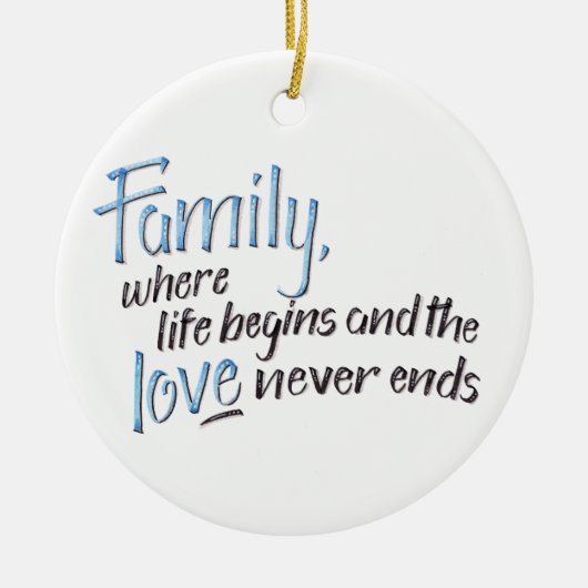 Quote voor handgeschreven familie keramisch ornament (Voorkant)