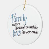 Quote voor handgeschreven familie keramisch ornament (Links)