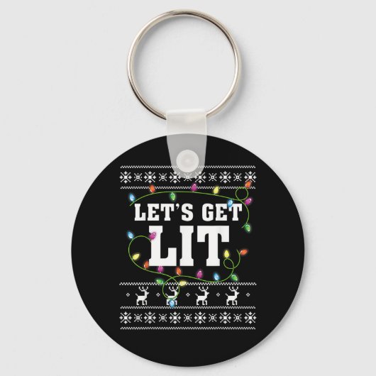 Quote voor kerstontwerp - Let's Get Lit Sleutelhanger (Voorkant)