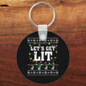 Quote voor kerstontwerp - Let's Get Lit Sleutelhanger (Voorkant)