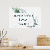 Quote voor  peacock Feather Love Retro Poster (Keuken)