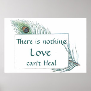 Quote voor  peacock Feather Love Retro Poster
