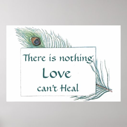 Quote voor  peacock Feather Love Retro Poster (Voorkant)