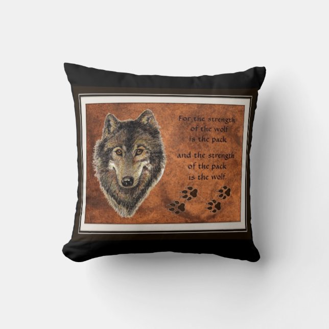 Quote voor waterverf Wolf en Family Pack Kussen (Voorkant)