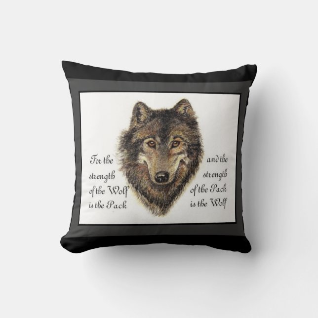 Quote voor waterverf Wolf en Family Pack Kussen (Voorkant)