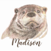 Quote Waterverf Otter Animal Custom Name Sticker (Voorkant)
