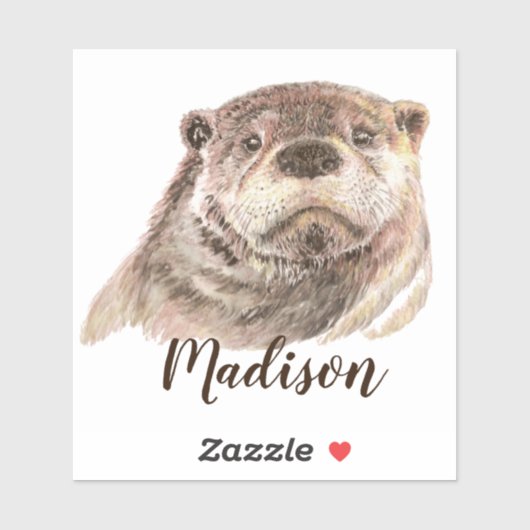 Quote Waterverf Otter Animal Custom Name Sticker (Vel)