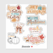 Quote Welkom Herfst Seizoen set van 7 Sticker (Vel)