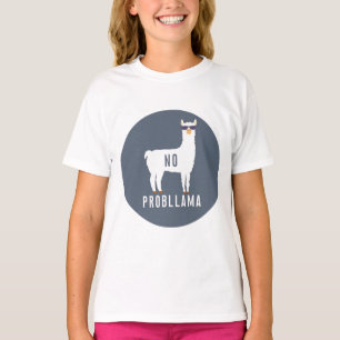 QUOTE WHITE LLAMA NO PROBLAMMA cirkel T-shirt
