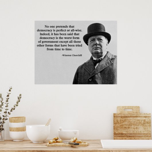 Quote Winston Churchill Democracy Poster (Keuken)