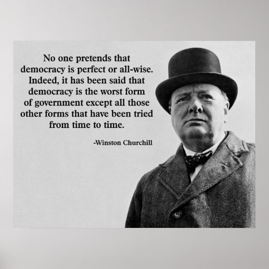 Quote Winston Churchill Democracy Poster (Voorkant)