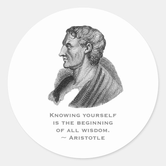 Quote Zelf Filosoof Aristoteles kennen Ronde Sticker (Voorkant)