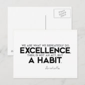 QUOTES: Aristoteles: Excellentie is een gewoonte Briefkaart (Voorkant / Achterkant)
