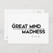 QUOTES: Aristoteles: Raak van de waanzin Briefkaart (Voorkant / Achterkant)