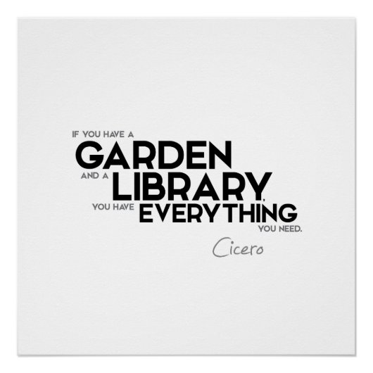 QUOTES: Cicero - Tuin en bibliotheek Poster (Voorkant)