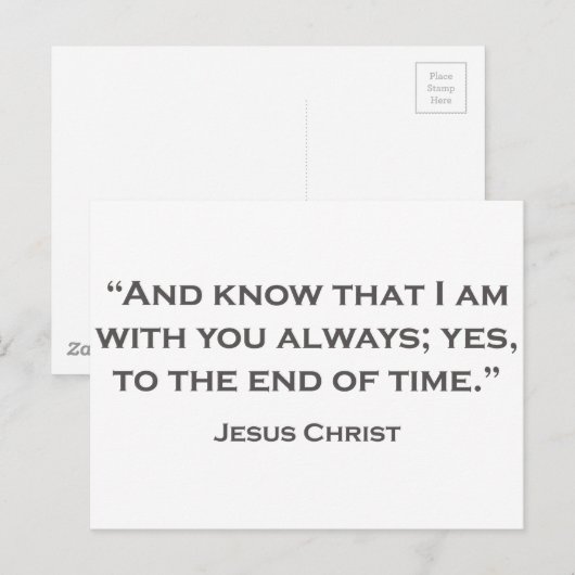 QUOTES JESUS 05 en weet dat ik altijd bij je ben Briefkaart (Voorkant / Achterkant)