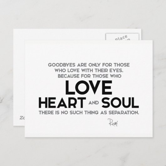 QUOTES: Rumi: Goodbyes, separatie Briefkaart (Voorkant / Achterkant)
