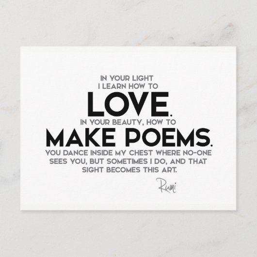 QUOTES: Rumi: Leer hoe je lief hebt Briefkaart (Voorkant)