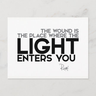 QUOTES: Rumi: Licht komt je binnen Briefkaart