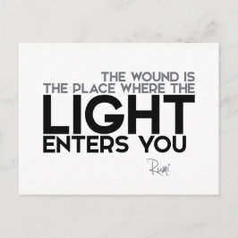 QUOTES: Rumi: Licht komt je binnen Briefkaart