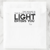 QUOTES: Rumi: Licht komt je binnen Rechthoekige Sticker (Tas)
