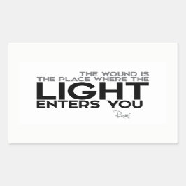 QUOTES: Rumi: Licht komt je binnen Rechthoekige Sticker