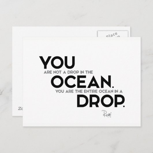 QUOTES: Rumi: U: hele oceaan Briefkaart (Voorkant / Achterkant)