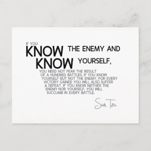QUOTES: Sun Tzu: Ken de vijand en jezelf Briefkaart