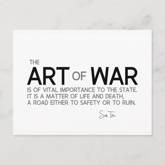 QUOTES: Sun Tzu: Kunst van oorlog, leven en dood Briefkaart (Voorkant)