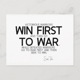 QUOTES: Sun Tzu: Win eerst en ga dan ten strijde Briefkaart