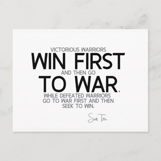 QUOTES: Sun Tzu: Win eerst en ga dan ten strijde Briefkaart (Voorkant)