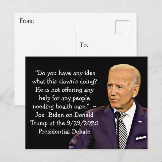 Quotes van Biden over Trump's gezondheidszorgplan Briefkaart (Voorkant / Achterkant)