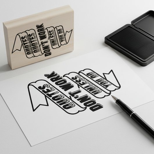 "Quotes werken niet, tenzij je dat doet" Motivatie Rubberstempel