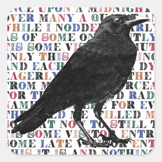 Quoth de Raven nooit meer Vierkante Sticker (Voorkant)