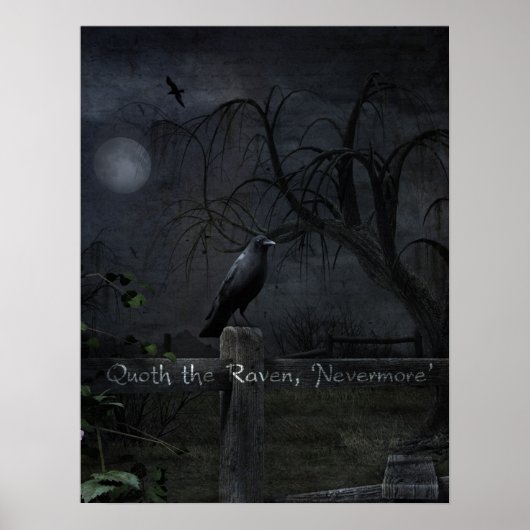 "Quoth the Raven, "Nevermore" Gothic Poster (Voorkant)